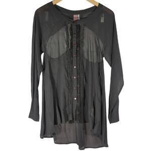 Free People Sheer Black Blouse